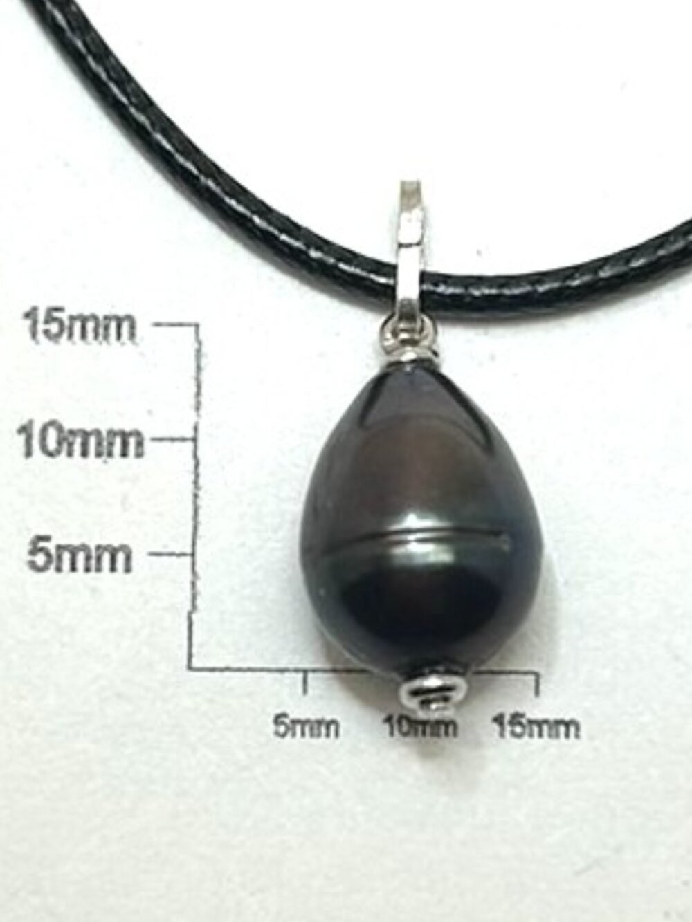 Black Drop Freshwater Pearl Silver Charm